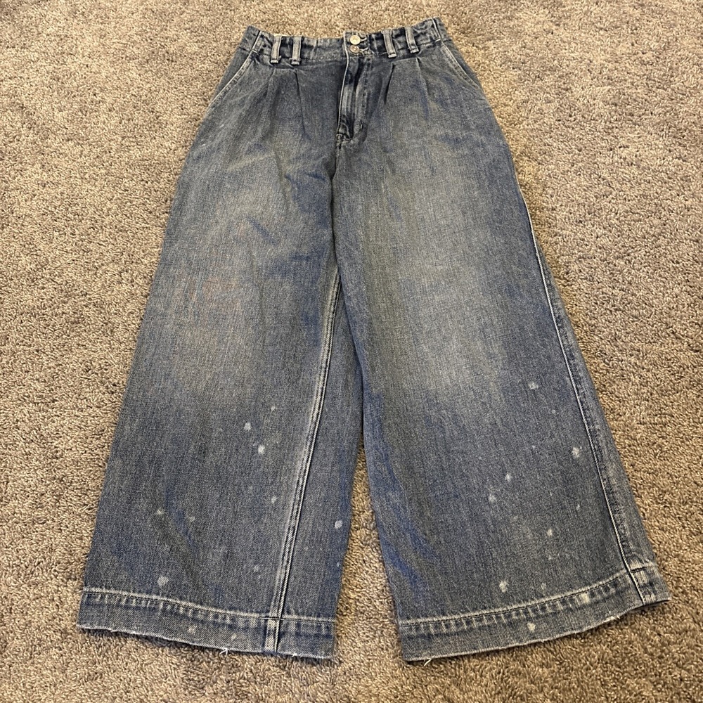 Free People We The Free Fields Cinch Jeans Pants Wide Leg Cotton 24 BOHO Festive